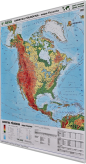 Ameryka Północna polityczna/fizyczna 104x138cm. Mapa do wpinania korkowa