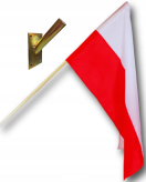Flaga Polski + kij drzewiec i uchwyt 112 x 70 cm - najwyższej jakości polskie wykonanie