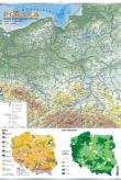 Polska – mapa ogólnogeograficzna + mapki zalesienia i gleb. Plansza dydaktyczna.