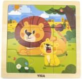 Poręczne Drewniane Puzzle Lwy 9 elementów VIGA