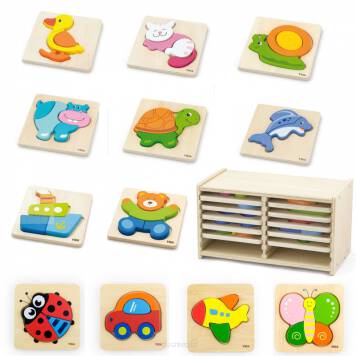 Drewniane puzzle w ramce od firmy Viga to jedna z czołowych zabawek, która pozwoli dziecku wejść do świata ciekawej i kreatywnej zabawy.