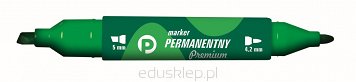 Marker Permanentny Premium dwustronny okrągła/ścięta zielony KM502-Z2 Tetis