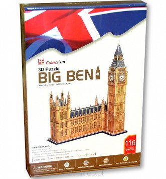 Puzzle 3D Zegar Big Ben Duży Zestaw Cubicfun