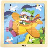 Poręczne Drewniane Puzzle Samolot 9 elementów VIGA