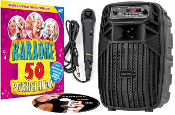 Zestaw głośnik bluetooth + mikrofon + DVD karaoke 50 polskich hitów widok produktów