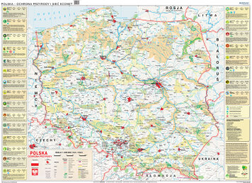 Ścienna mapa szkolna przedstawiająca najważniejsze formy ochrony przyrody w Polsce na tle sieci ECONET. Umieszczone są na niej parki narodowe, parki krajobrazowe, ostoje wodno - błotne objęte konwencją Ramsarską oraz rezerwaty biosfery wpisane na światową listę UNESCO. Mapa wykonana jest najnowocześniejszą techniką pozwalającą na uzyskanie unikalnego efektu trójwymiarowego.