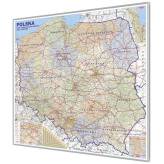 Polska administracyjno-drogowa 110x100cm. Mapa do wpinania korkowa. 