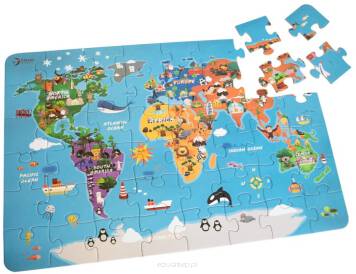 Puzzle Mapa Świata Kontynenty 48 el. widok produktu