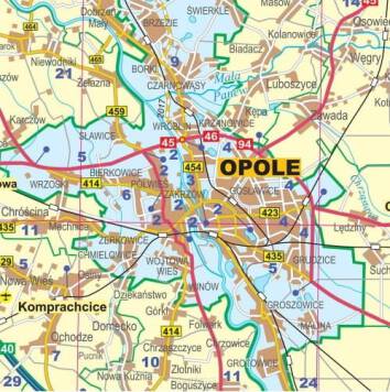 Opolskie administracyjno-drogowa 76x106cm. Mapa do wpinania korkowa Opole