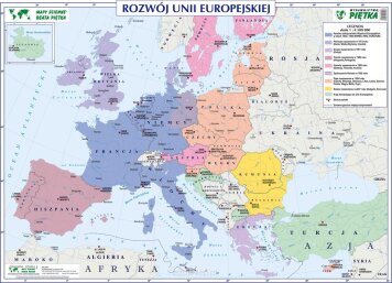 Unia Europejska, która narodziła się 1 listopada 1993 na mocy podpisanego 7 lutego 1992 Traktatu z Maastricht to wyraz solidarności oraz integracji politycznej, gospodarczej i społecznej, z jaką mieliśmy do czynienia od wielu lat. Dzięki mapie ściennej historycznej - rozwój Unii Europejskiej przedstawiającej jej rozwój możliwe jest prześledzenie tej współpracy na skalę całej Europy. Lektura powyższej mapy pozwoli dogłębnie poznać, które państwa należą, kandydują, a które nie należą do składu Unii Europejskiej.
Skala:
1:3,5 mln / 1:3,5 mln
Wymiar:
140 x 100 cm