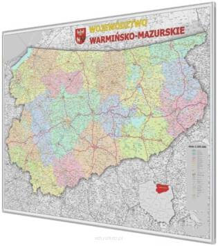 Warmińsko-Mazurskie administracyjno-drogowa 128x90cm. Mapa magnetyczna.