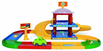 Jest to zestaw z serii Kid Cars 3D w skład którego wchodzi 2 poziomowy garaż, 3,4 m drogi oraz 1 autko.