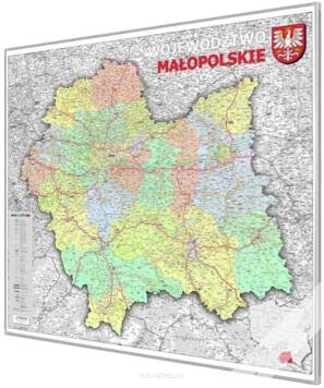 Małopolskie administracyjno-drogowa 100x86 cm. Mapa do wpinania korkowa.
