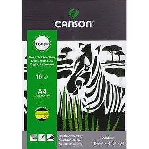 Blok techniczny Canson czarny A4 160g 10ark (zebra) (400075233)