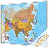Azja polityczna 120x100cm. Mapa do wpinania korkowa.