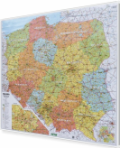 Polska administracyjno-drogowa mapa magnetyczna tablice rejestracyjne 100x94cm