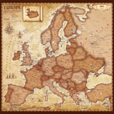 Europa stylizowana samochodowo-polityczna 100x100cm. Mapa do wpinania korkowa.
