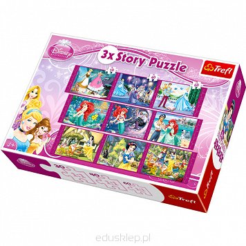 Puzzle 3X Story Księżniczki Trefl