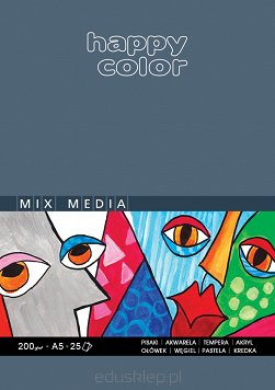 Blok Mix Media A5, 25 ark., 200g, Happy Color