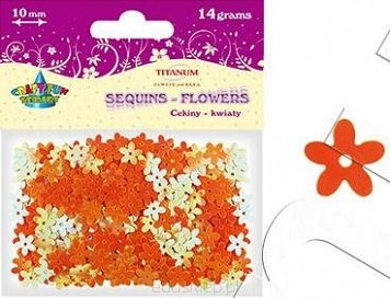 Cekiny kwiaty jasnopomarańczowe 10mm 14g (Ck069ry) % BPZ