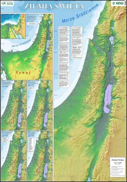 Mapa ścienna Ziemi Świętej przedstawia w sposób ogólny i szczegółowy (dzięki dwustronnie zadrukowanej, laminowanej powierzchni) tereny kluczowe dla początków chrześcijaństwa.
Wymiar:
100 x 140 cm