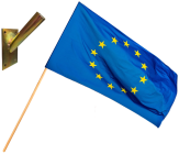 Flaga Unii Europejskiej + kij drzewiec i uchwyt 112 x 70 cm -  produkt polskiej produkcji