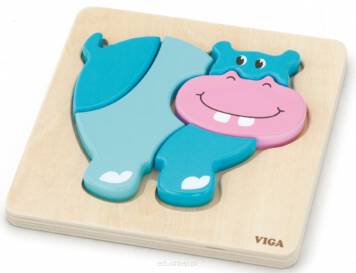 Pierwsze drewniane Puzzle maluszka Hipopotam VIGA widok produktu