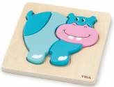 Pierwsze drewniane Puzzle maluszka Hipopotam VIGA