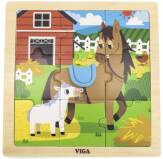 Poręczne Drewniane Puzzle Konie 9 elementów VIGA