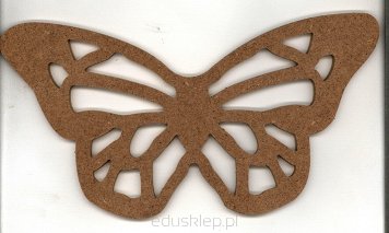 Ozdoba w kształcie motylka wykonana z płyty MDF.