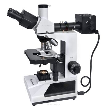 Zaawansowany mikroskop do prowadzenia wysokiej klasy obserwacji w świetle przechodzącym i odbitym.

W mikroskopie tym zastosowano halogenowy iluminator o mocy 20W do obserwacji w świetle przechodzącym z funkcją dokładnej regulacji intensywności oświetlenia.