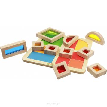 Zestaw 10 drewnianych klocków z kolorowymi szybkami. Ta niespotykana zabawka pozwoli dziecku zdobywać zupełnie nowe doświadczenia, widząc świat w nowych barwach. Zabawka służy do stymulacji sensorycznej wzroku, dzięki czemu dziecko rozwija swoje zdolności.
