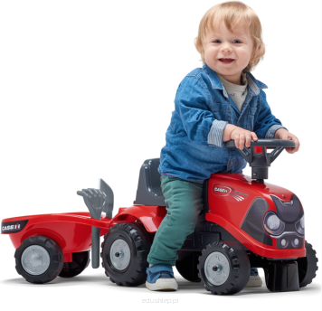 Traktorek Baby Case IH Ride-On czerwony z przyczepką + akcesoria od 12 miesięcy