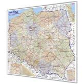 Polska administracyjno-drogowa 120x110cm. Mapa do wpinania korkowa.