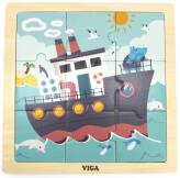 Poręczne Drewniane Puzzle Statek 9 elementów VIGA widok statku
