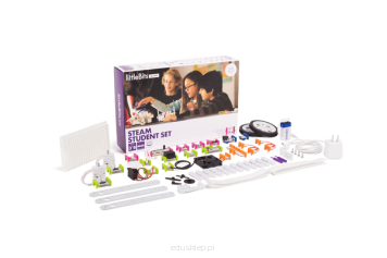 Nauczanie STEAM to świetna zabawa, a zarazem łatwo przyswajalna nauka tworzenia i kodowania.
Zestaw littleBits™ STEAM Student Set jest najłatwiejszym sposobem na wprowadzenie nauczania STEAM do szkolnych klas. Zaprojektowany przy współpracy z nauczycielami, angażuje uczniów dzięki możliwości tworzenia oryginalnych wynalazków, jednocześnie będąc kompatybilnym z programem nauczania.