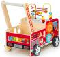 Drewniany pchacz edukacyjny z klockami dla dzieci - Straż Pożarna tył samochodu