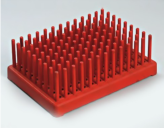 Statyw do probówek - jeż - czerwony fi 13mm x 96 miejsc
