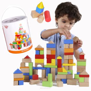 Drewniane klocki to klasyczna, ponadczasowa zabawka dla każdego dziecka, niezależnie od płci i wieku. Klocki od Tooky Toy zainspirują maluchy do kreatywnej i aktywnej zabawy. Zestaw składa się z 100 elementów, które idealnie dopasowują się do małej rączki dziecka i mogą być układane na wiele różnych sposobów. .