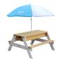 Stół piknikowy Nick z ławką i parasolem oraz pojemnikami na wodę/piasek