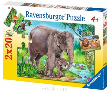Puzzle 2X20 Elementów Lwy i Słonie Ravensburger