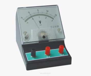 Idealny woltomierz analogowy do doświadczeń uczniowskich.

Szkolny woltomierz prądu stałego o dwóch zakresach pomiarowych: -1 - 0 - 3 V i -5V - 0 - 15 V.