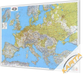 Europa fizyczno-drogowa 134x90 cm. Mapa do wpinania korkowa.