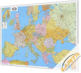 Europa Polityczno-Drogowa 126x90 cm. Mapa do wpinania korkowa.
