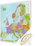 Europa kodowa 95x112cm. Mapa do wpinania korkowa.