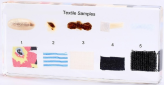 Próbki włókien / przędzy i tkanin - 10 okazów w akrylu