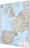 Europa Zachodnia drogowa 96x124cm. Mapa do wpinania korkowa.