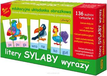 Litery Sylaby Wyrazy - edukacyjna układanka obrazkowa.