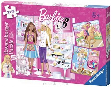 Puzzle 3X49 Elementów Barbie Leczy Zwierzęta Ravensburger