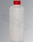 Butelka HDPE 1000 ml fi 38 nakrętka samoplombująca UN biała z paskiem